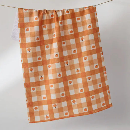 Geometry Pumpkin Check Tea Towel