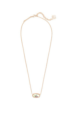 KENDRA SCOTT ELISA SHORT PENDANT NECKLACE ROSE GOLD DICHROIC GLASS