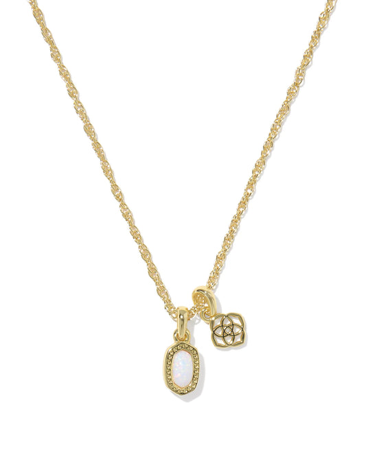 KENDRA SCOTT MINI ELISA DIRA NECKLACE GOLD BRIGHT WHITE LAB GROWN OPAL