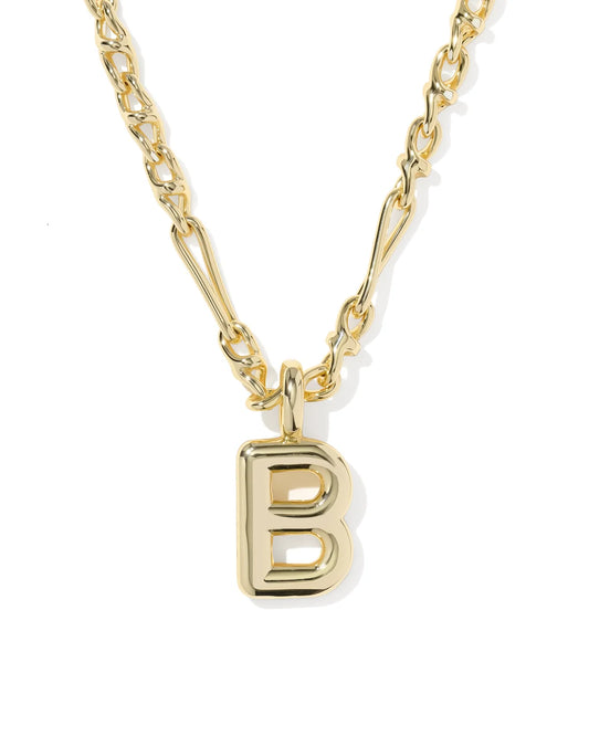 KENDRA SCOTT BUBBLE LETTER B SHORT PENDANT NECKLACE GOLD