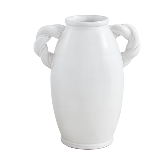 MUD PIE LARGE TWISTED HANDLE CERAMIC VASE