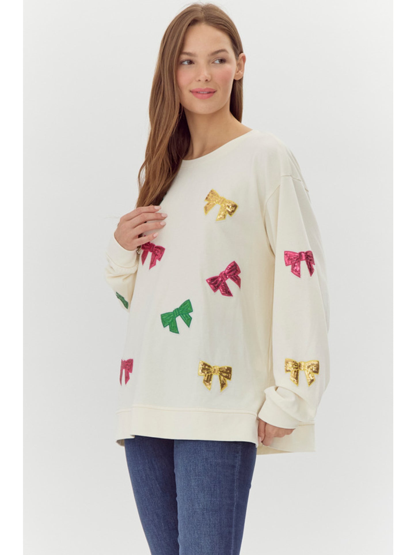 Jodifl Ribbon sequins patch sweatshirts top