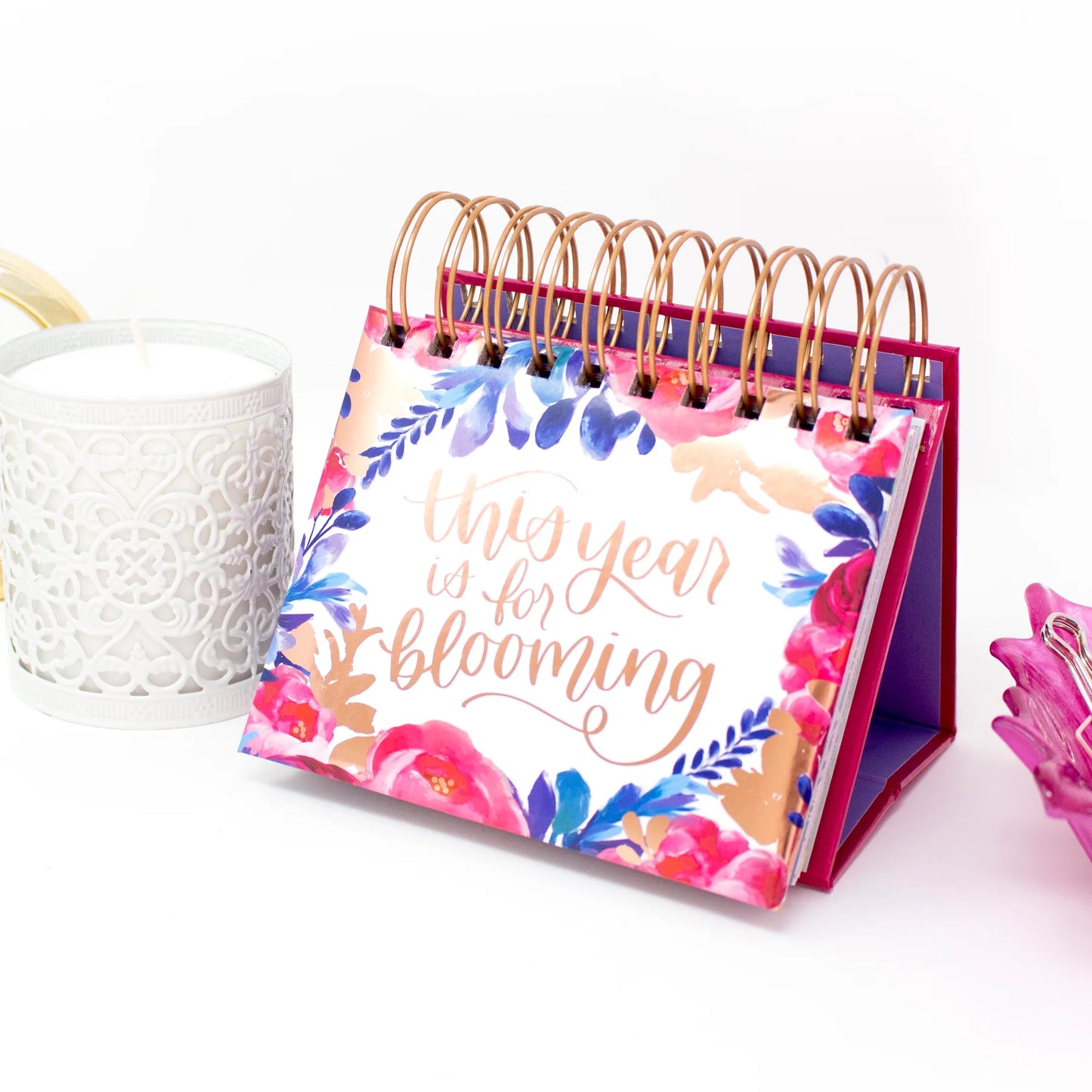 bloom Daily Planners Inspirational Perpetual Desk Easel, Hand-lettered