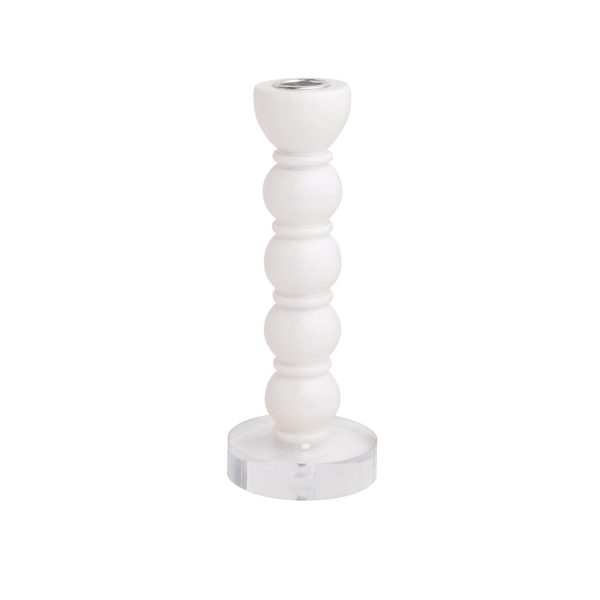 MUD PIE MEDIUM WHITE RESIN TAPER HOLDER
