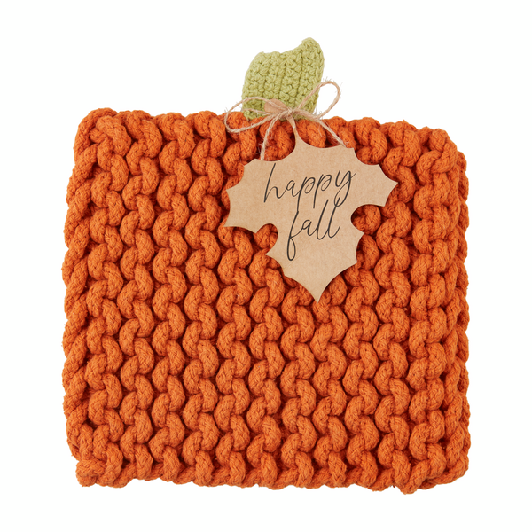 MUD PIE ORANGE PUMPKIN KNIT TRIVET