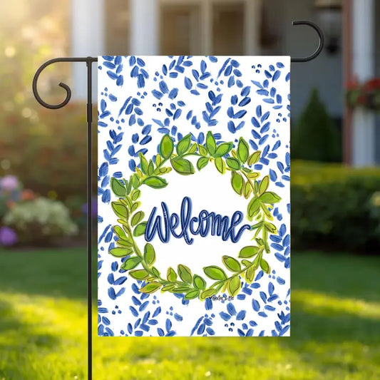 Baxter & Me Willow & Green Welcome Garden Flag