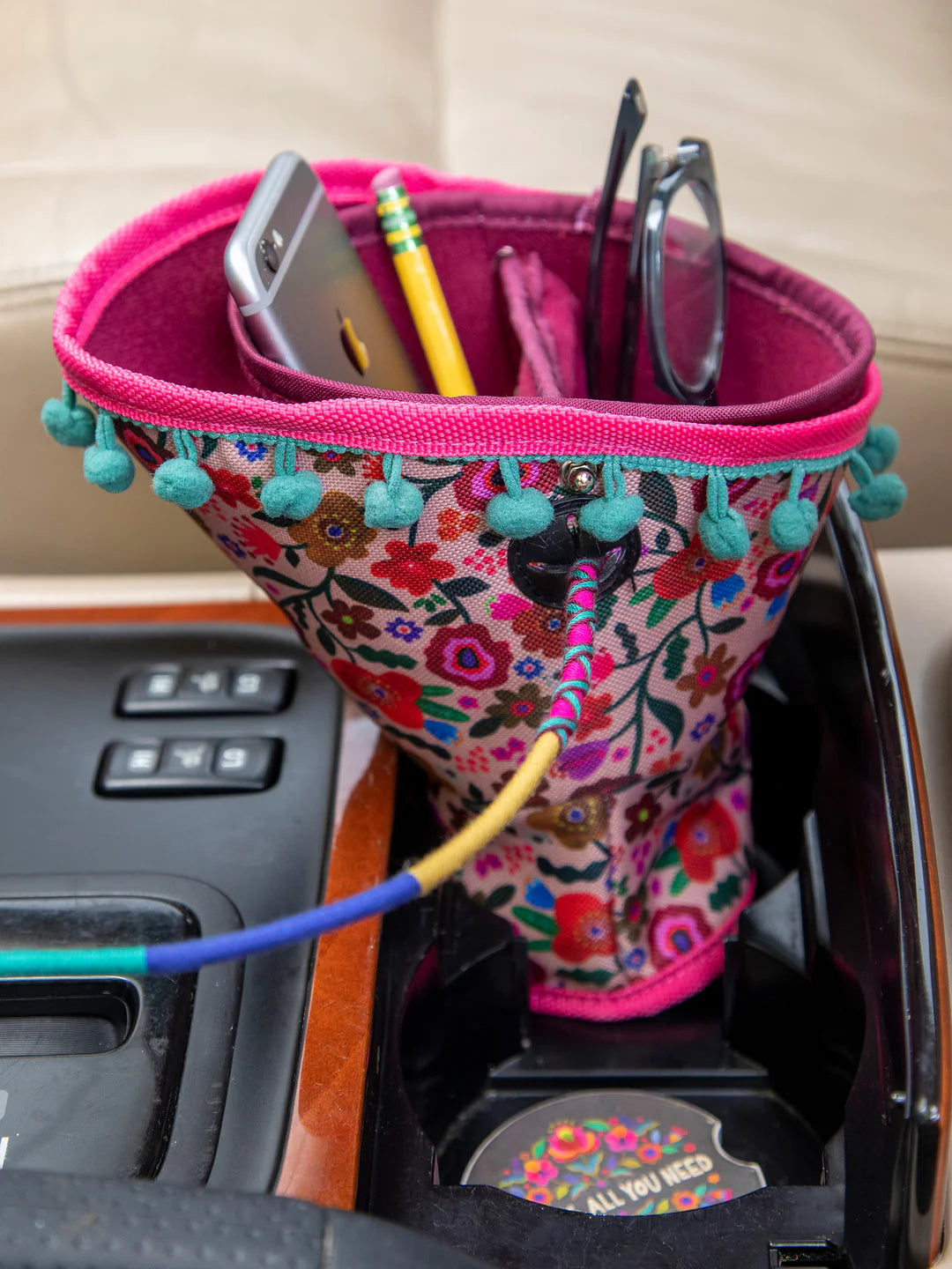 Natural Life Car Cup Holder Organizer-Pink Floral