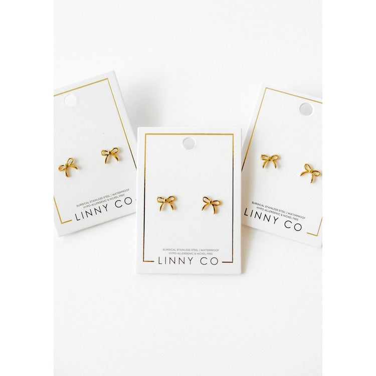 LINNY CO Screwback Stud Earrings - Sadie Bow Gold