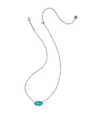 KENDRA SCOTT TIGER STRIPED ELISA SHORT PENDANT NECKLACE VINTAGE SILVER BLUE MARBLE