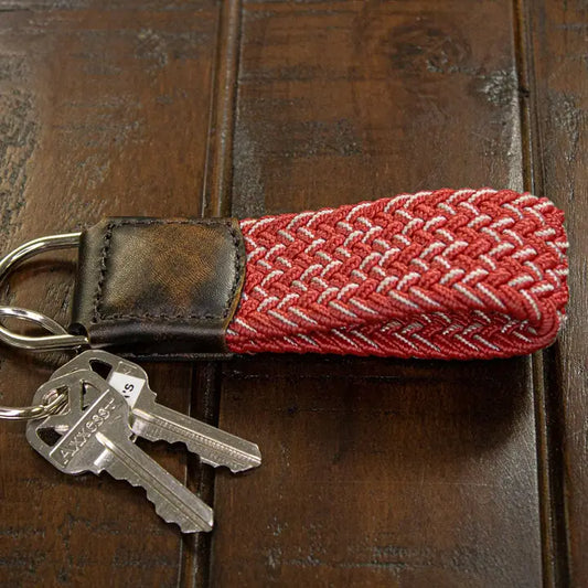 Zep-Pro Braided Stretch Woven Crimson and White Keychain