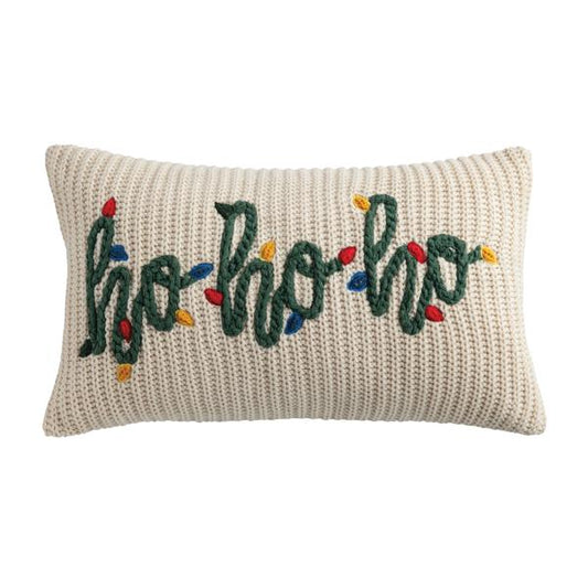 MUD PIE HO HO CHRISTMAS CHUNKY KNIT PILLOW