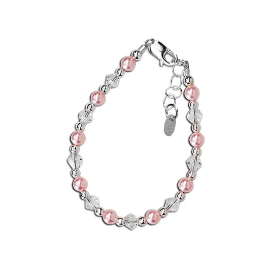 Cherished Moments Kid's Sterling Silver Pink Pearl Baby & Children's Bracelet