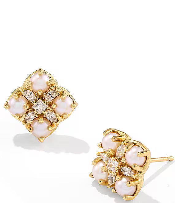 KENDRA SCOTT DIRA PEARL STUD EARRINGS GOLD FRESHWATER CULTURED PEARL