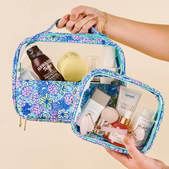 The Darling Effect Clearly Chic Cosmetic Bag Set-Coastal Cove