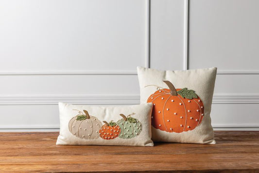 MUD PIE SQUARE FRENCH KNOT PUMPKIN PILLOW