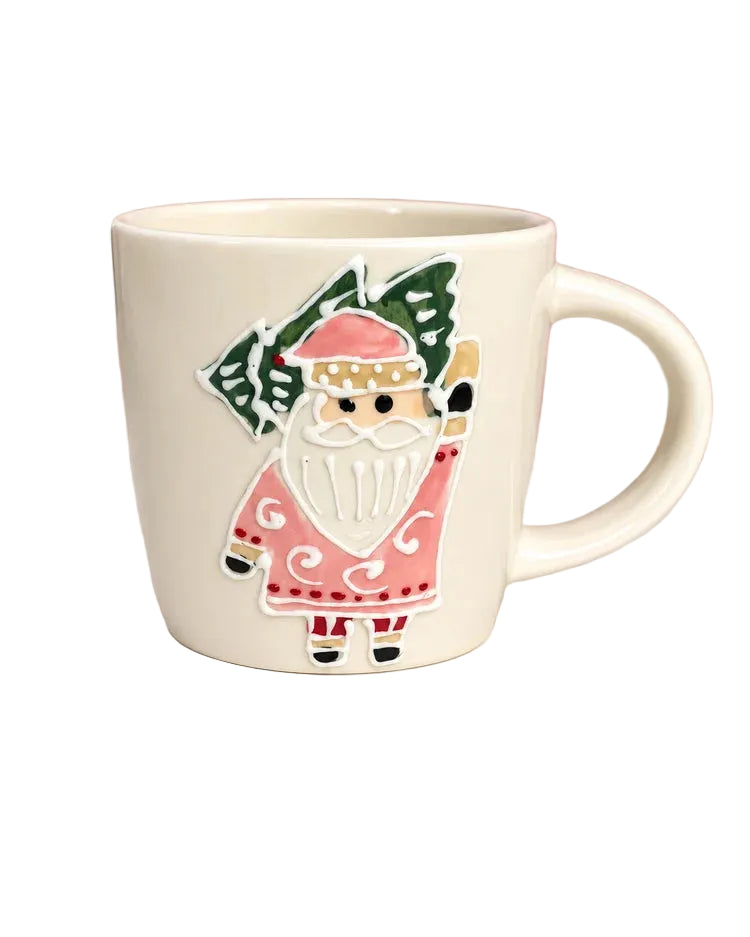 Mary Square Sculpted Mug In Whimsy Santa