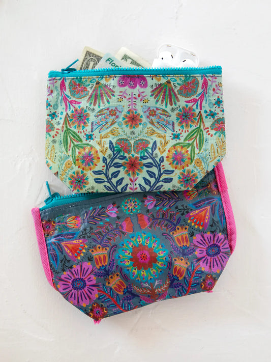 Natural Life Small Recycled Zipper Pouch-Cream Floral