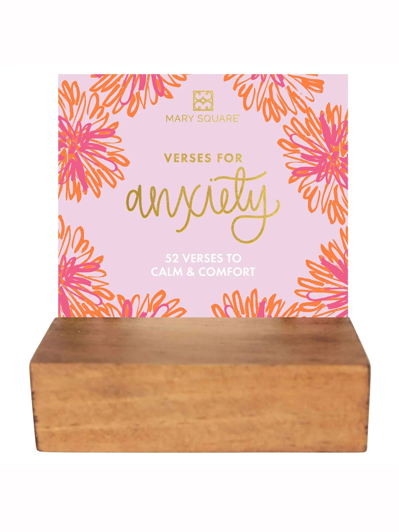 Mary Square Scripture Block | Verses for Anxiety - Pink