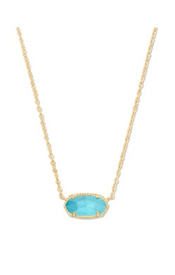 KENDRA SCOTT ELISA SHORT PENDANT NECKLACE GOLD TURQUOISE MAGNESITE