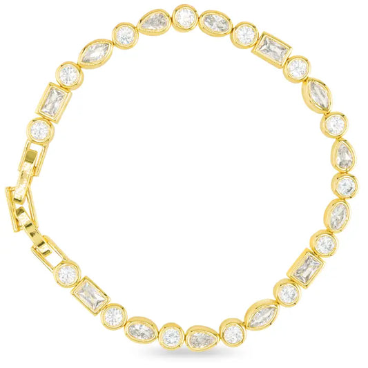 Amanda Blu Cz Multi Cut Bezel Tennis Bracelet