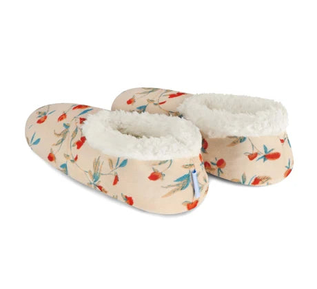 Snoozies! Womens Floral Corduroy Slipper With Memory Foam Sole Cream