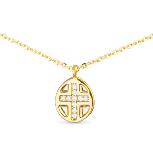 Amanda Blu Inset Cz Cross Necklace - Gold