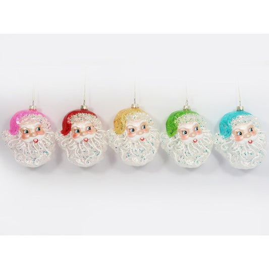 One Hundred 80 Degrees Iridescent Santa Head Orn