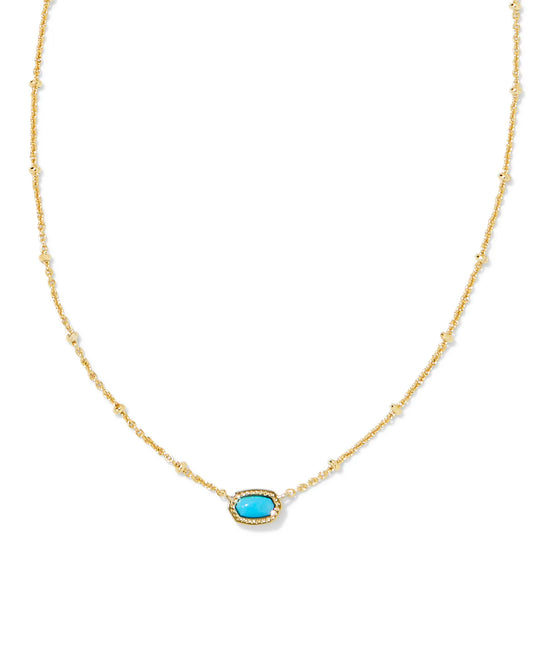 Kendra Scott Mini Elisa Gold Satellite Short Pendant Necklace in Turquoise