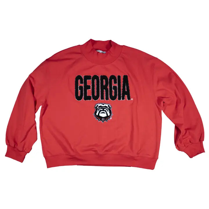 Capri Designs University of Georgia Mock Neck Jersey - Collegiate Licensed