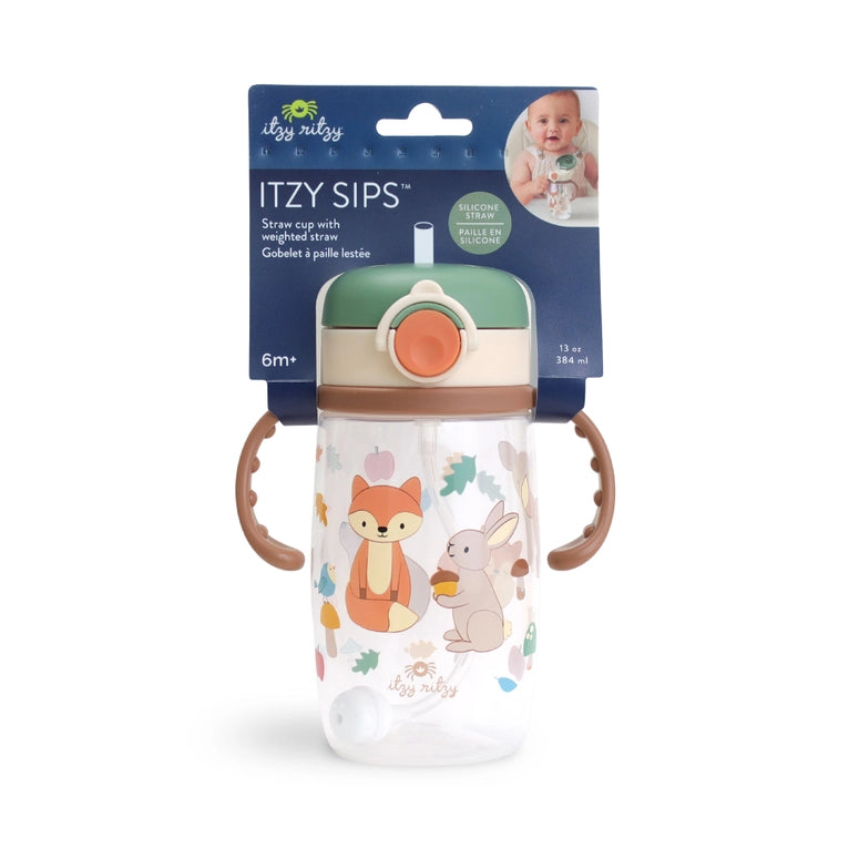Itzy Ritzy Sips™ - Straw Cup with Snap-Close Lid-Woodland