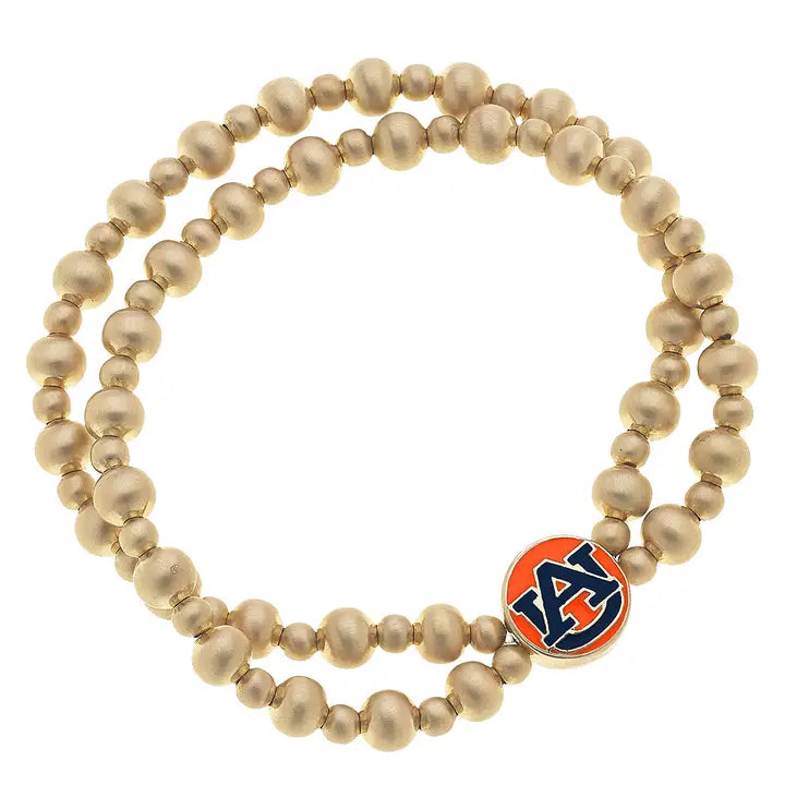 Canvas Style Auburn Tigers Stretch Bracelets Set in Satin Gold