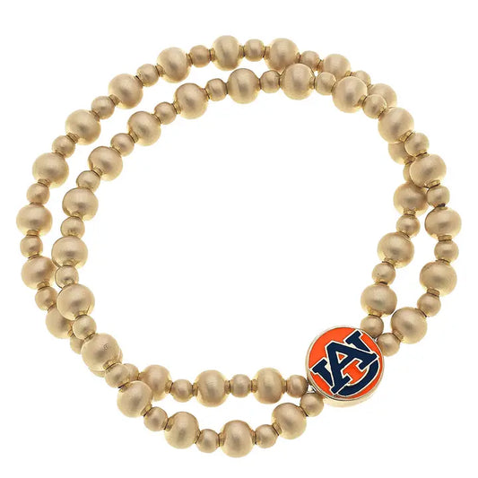 Canvas Style Auburn Tigers Stretch Bracelets Set in Satin Gold
