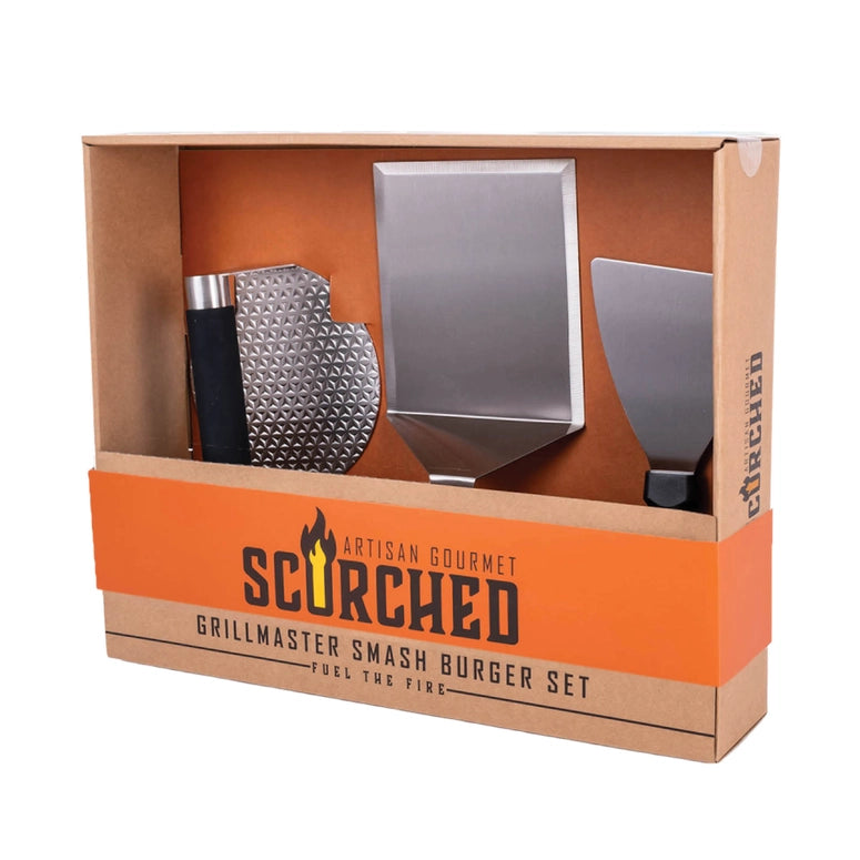 Mad Man Scorched Grillmaster Smash Burger Kit | Meat Press Gift Set