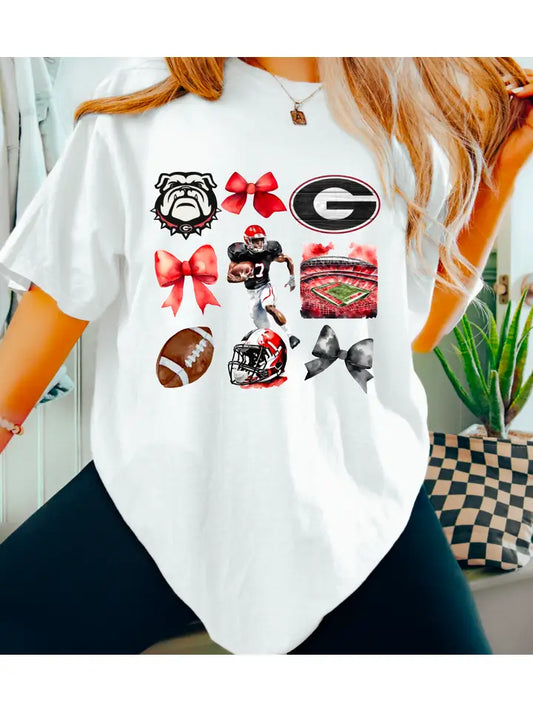 Georgia Bulldogs Football Coquette Women's Graphic Tee