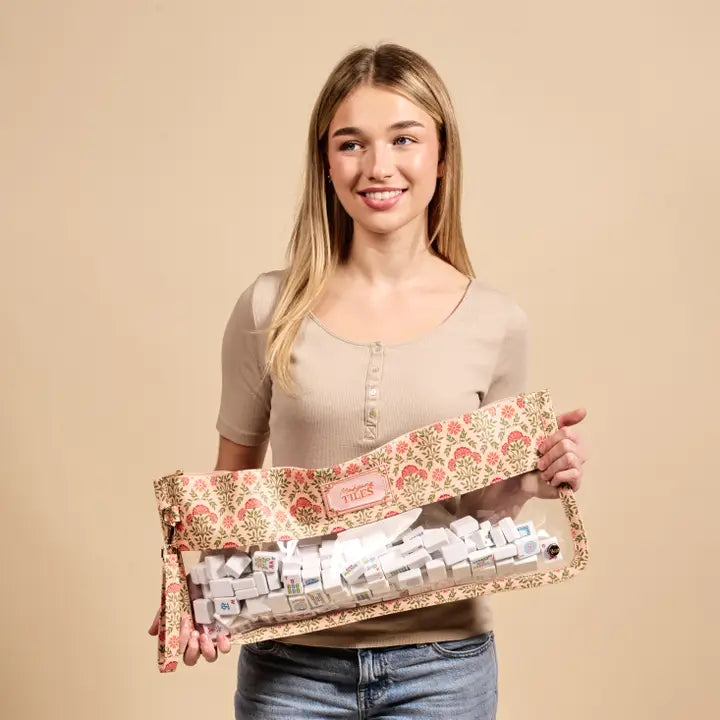The Darling Effect Mahjong Tile Keeper Pouch–Everbloom Dusty Rose