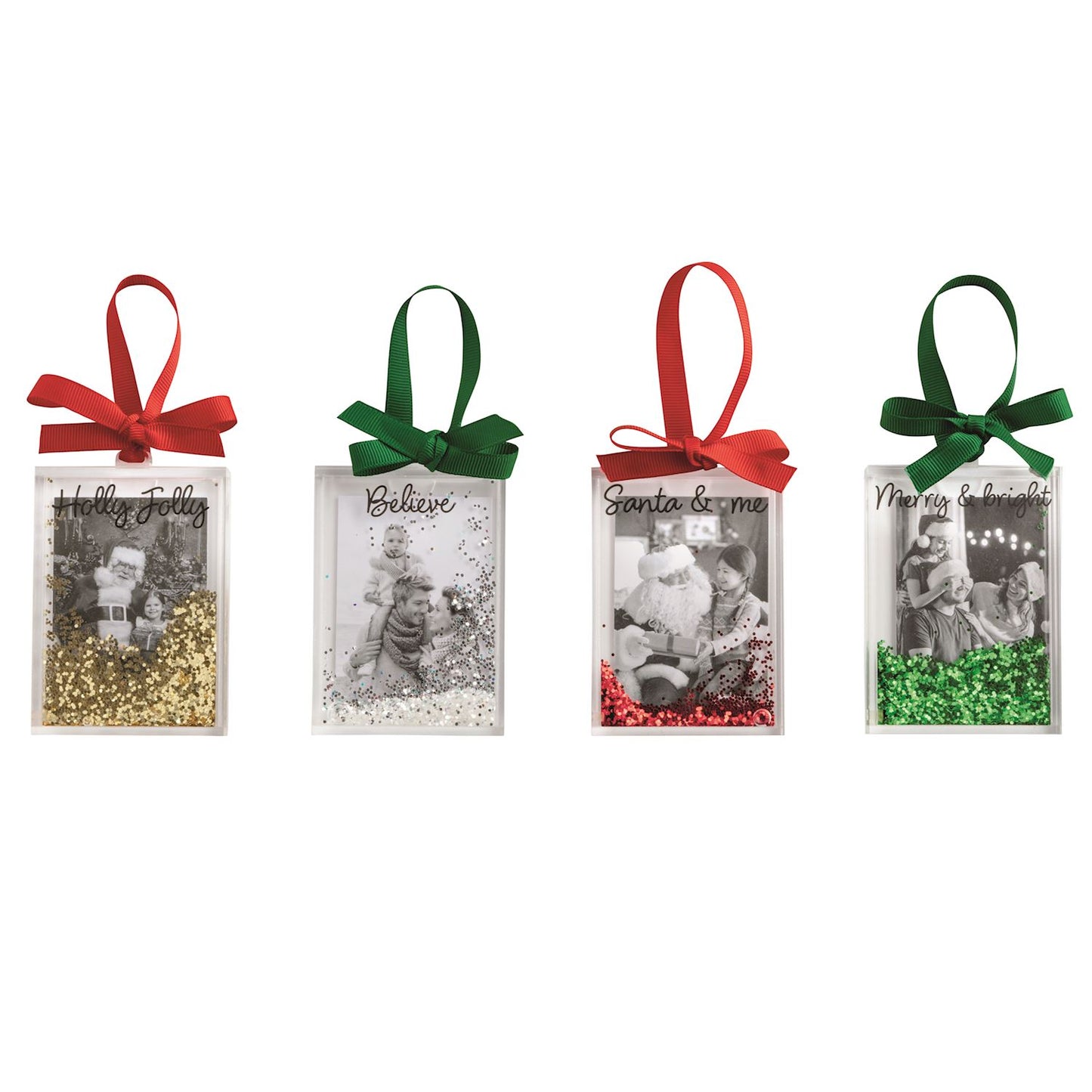Mud Pie  Christmas Glitter Photo Ornaments