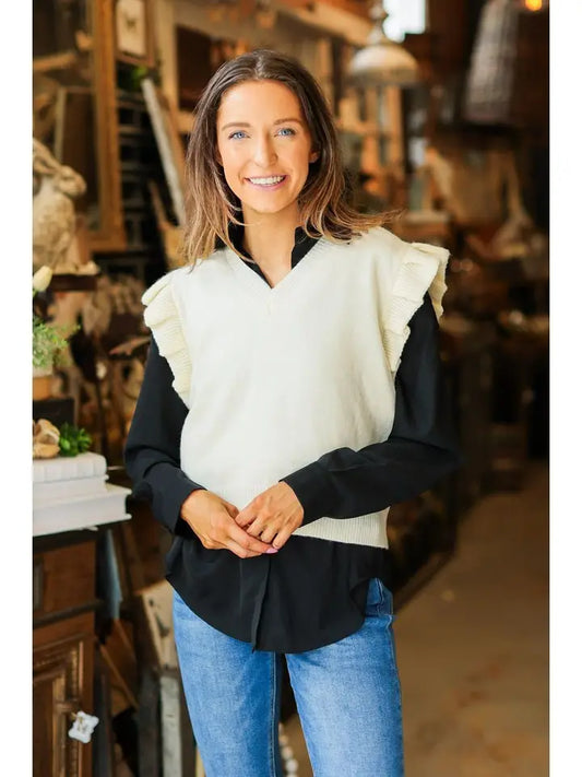 Grace + Emma Ruffle Sleeve Sweater Vest