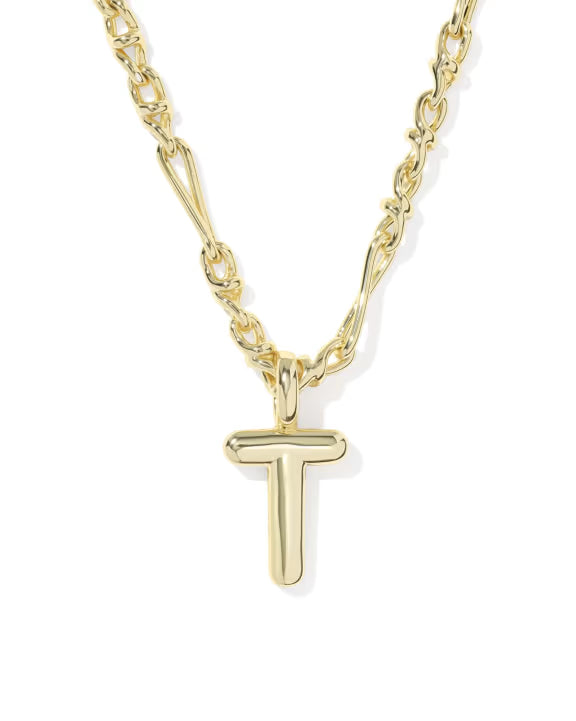 KENDRA SCOTT BUBBLE LETTER T SHORT PENDANT NECKLACE GOLD
