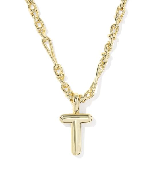 KENDRA SCOTT BUBBLE LETTER T SHORT PENDANT NECKLACE GOLD