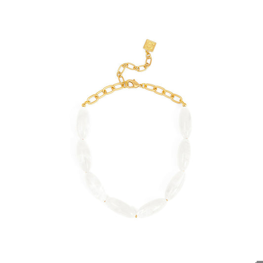 ZENZII Glossy Resin Collar Necklace-White