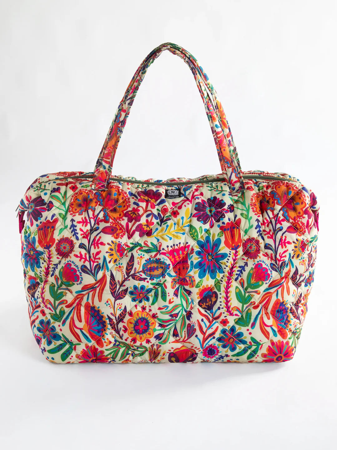 Natural Life Puffy Weekender Bag-Rainbow Cream Floral