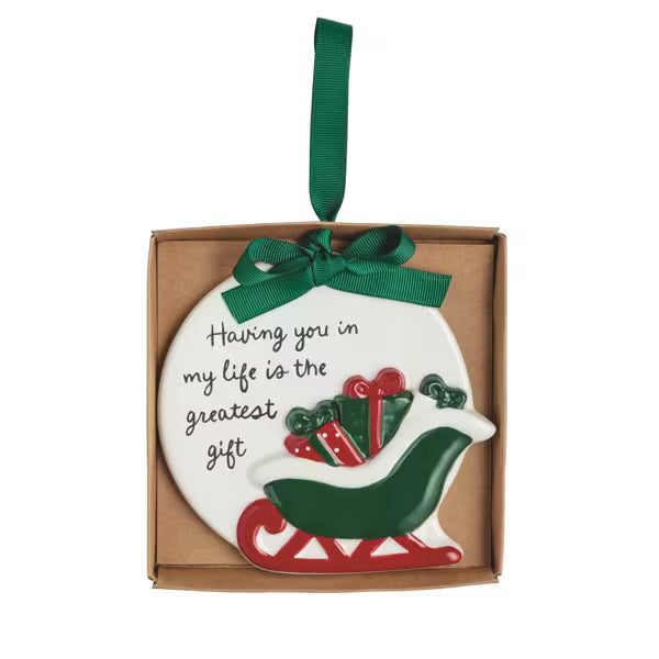MUD PIE SLEIGH THANK YOU ORNAMENT
