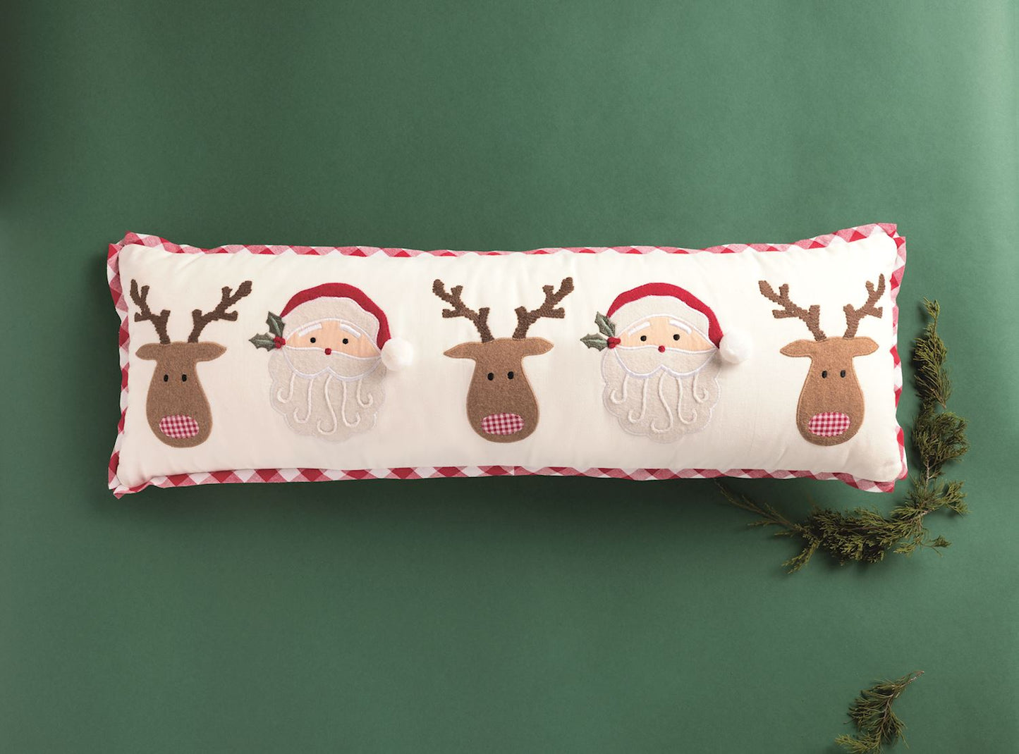MUD PIE CHRISTMAS GINGHAM TRIM PILLOW