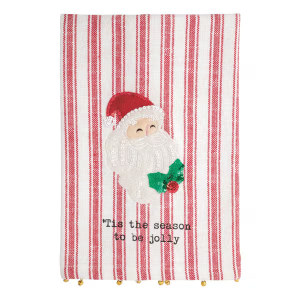 MUD PIE SANTA SEQUIN APPLIQUÉ TOWEL