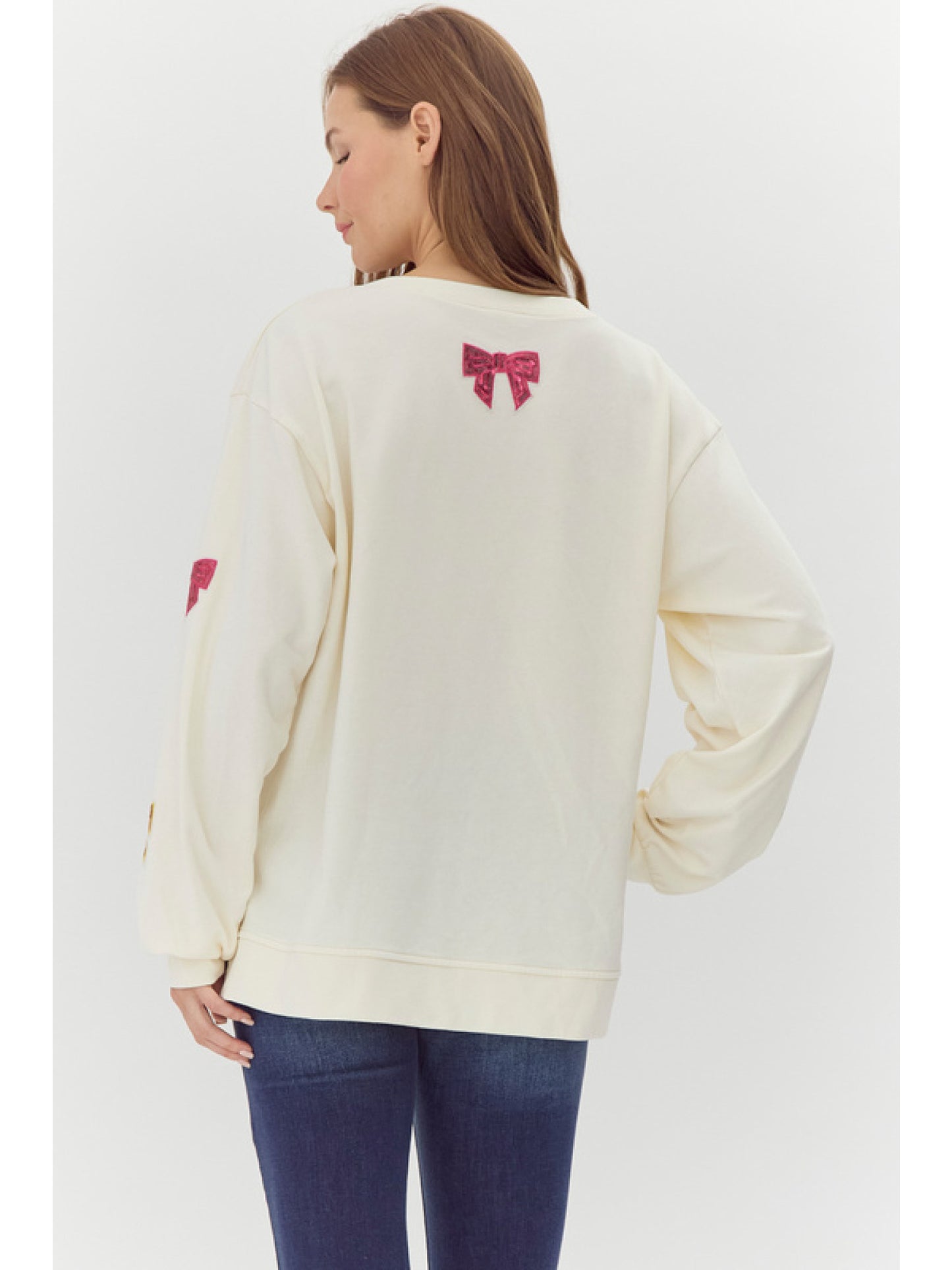 Jodifl Ribbon sequins patch sweatshirts top