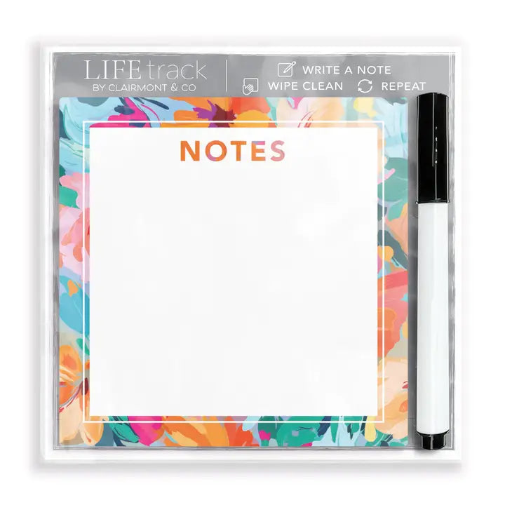 LIFE track By Clairmont & Co. Glass  Dry Erase Notes-Abstract Floral