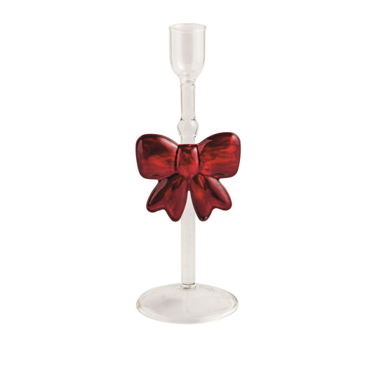 MUD PIE BOW GLASS TAPER HOLDER