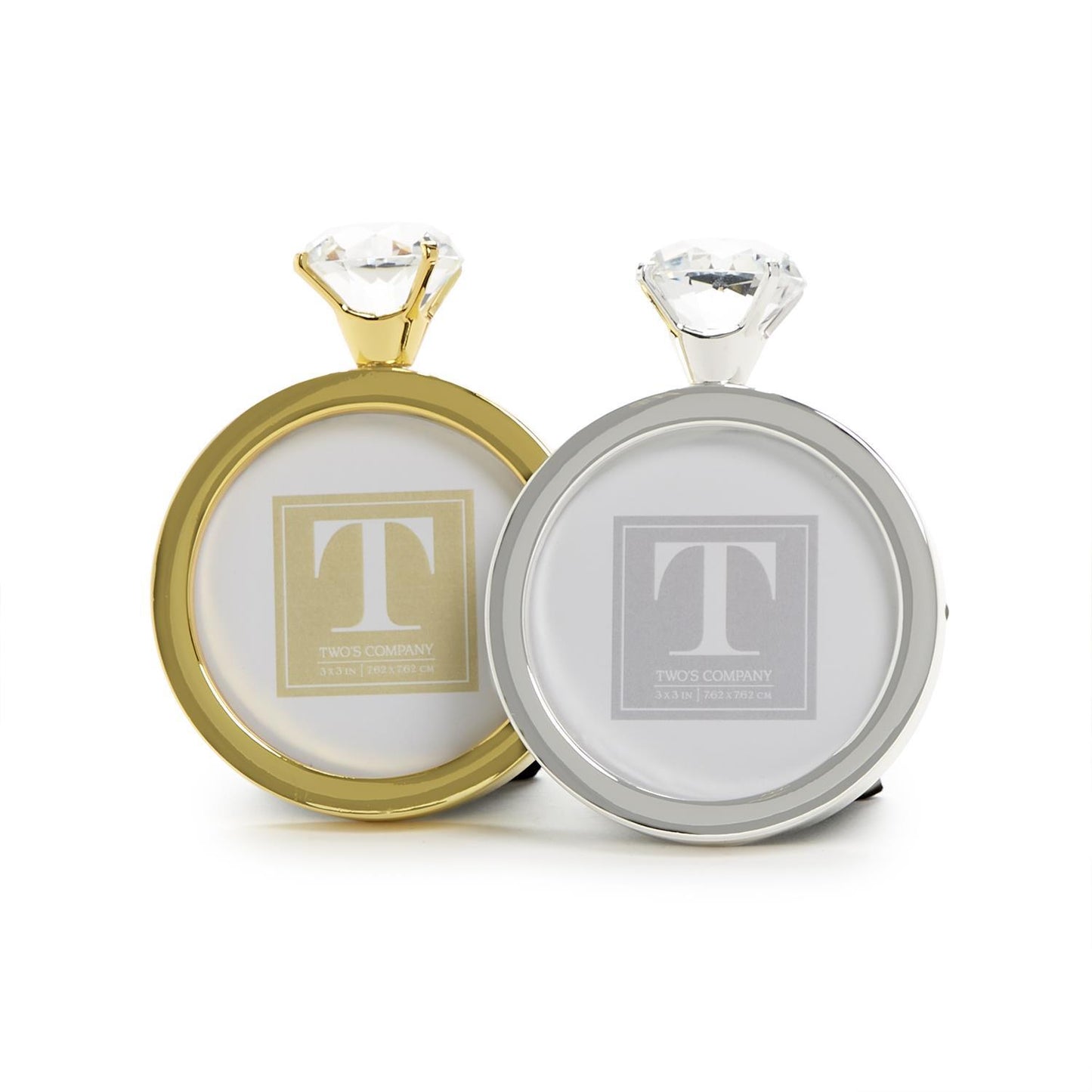 TWO'S COMPANY ROUND DIAMOND RING PHOTO FRAME
