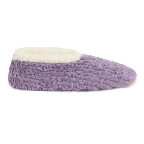 Snoozies! Womens Teddy Bear Faux Fur Slipper With Memory Foam Sole Purple