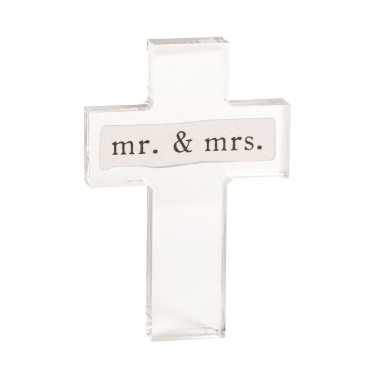 MUD PIE Mr. & Mrs. Sentiment Acrylic Cross